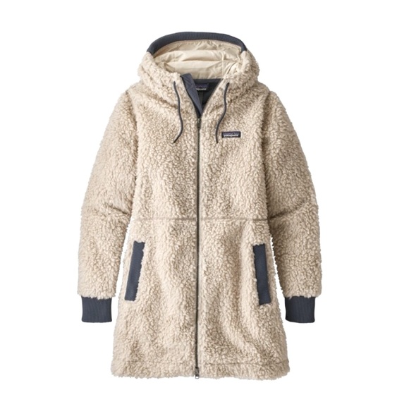 Patagonia Dusty Mesa Fleece Parka Coat Natural/Smolder Blue - Large - Picture 7 of 7